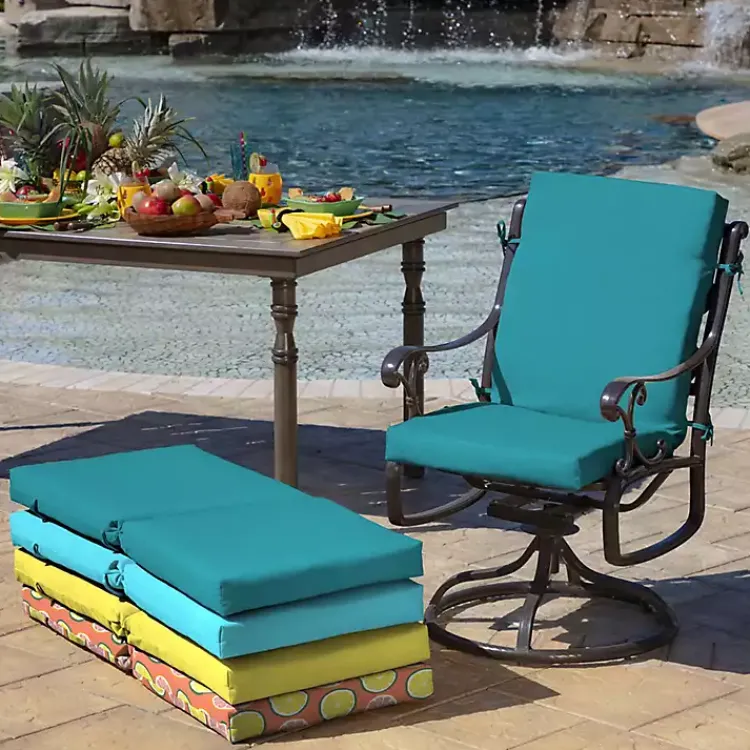 Kirklands Home Lake Leala Luxe Outdoor Dining Chair Cushion Blue
