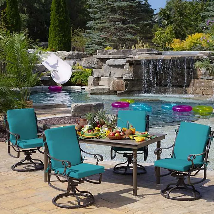 Kirklands Home Lake Leala Luxe Outdoor Dining Chair Cushion Blue