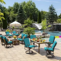 Kirklands Home Lake Leala Luxe Outdoor Dining Chair Cushion Blue