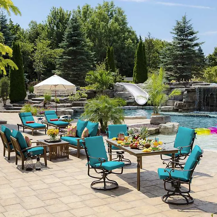 Kirklands Home Lake Leala Luxe Outdoor Dining Chair Cushion Blue
