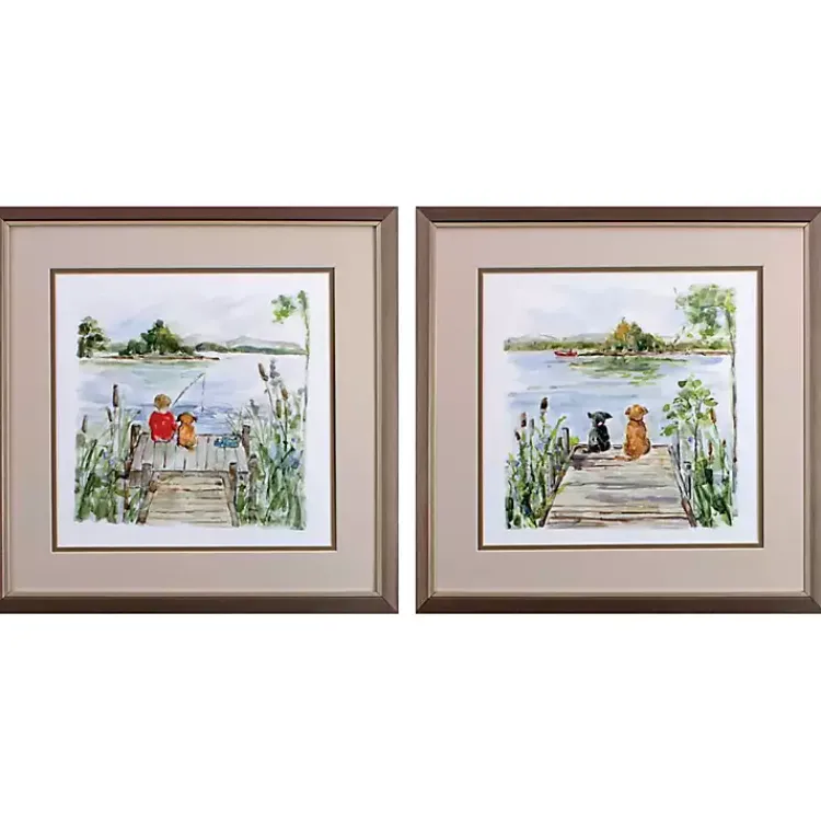 Kirklands Home Lake Dock Framed Art Prints, Set of 2 Multi Hot