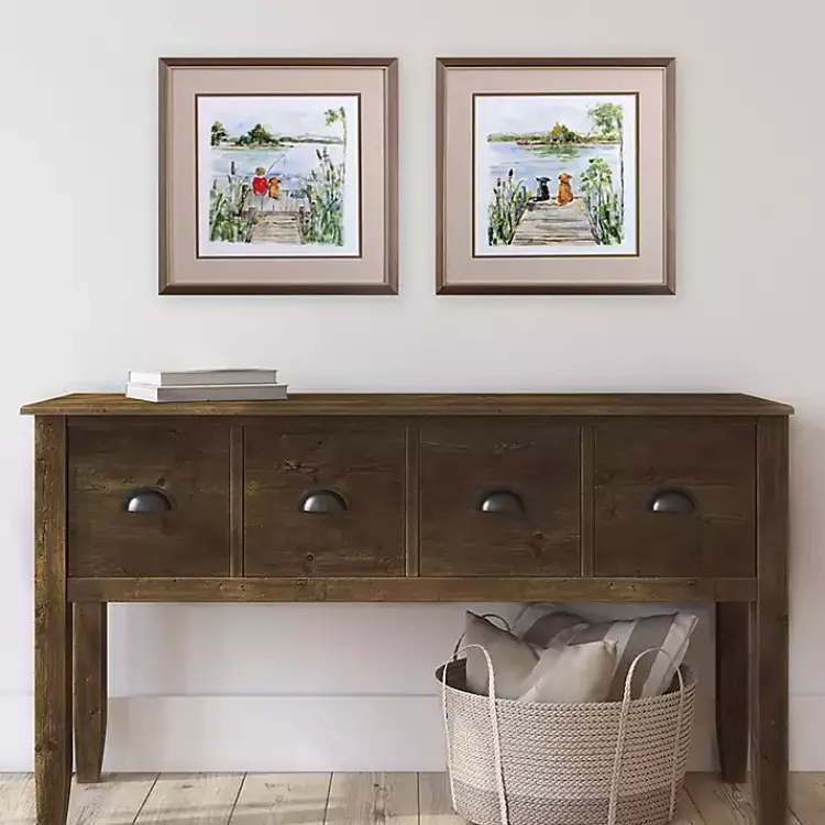 Kirklands Home Lake Dock Framed Art Prints, Set of 2 Multi Hot
