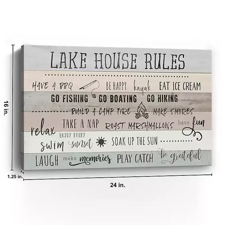 Kirklands Home Lake House Rules Giclee Canvas Art Print Gray Hot