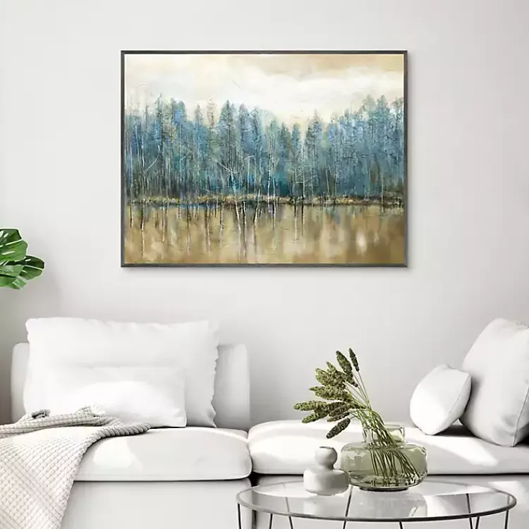 Kirklands Home Lakeside s Framed Canvas Art Print Blue Discount