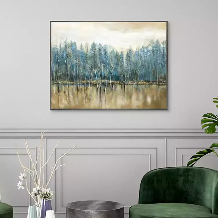 Kirklands Home Lakeside s Framed Canvas Art Print Blue Discount