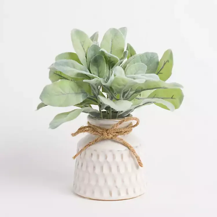 Arrangements & Greenery>Kirklands Home Lamb's Ear Arrangement in White Vase