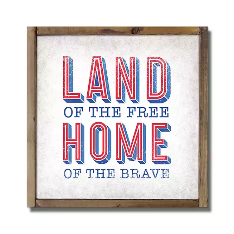 Kirklands Home Land of the Free Framed Wood Wall Plaque Hot