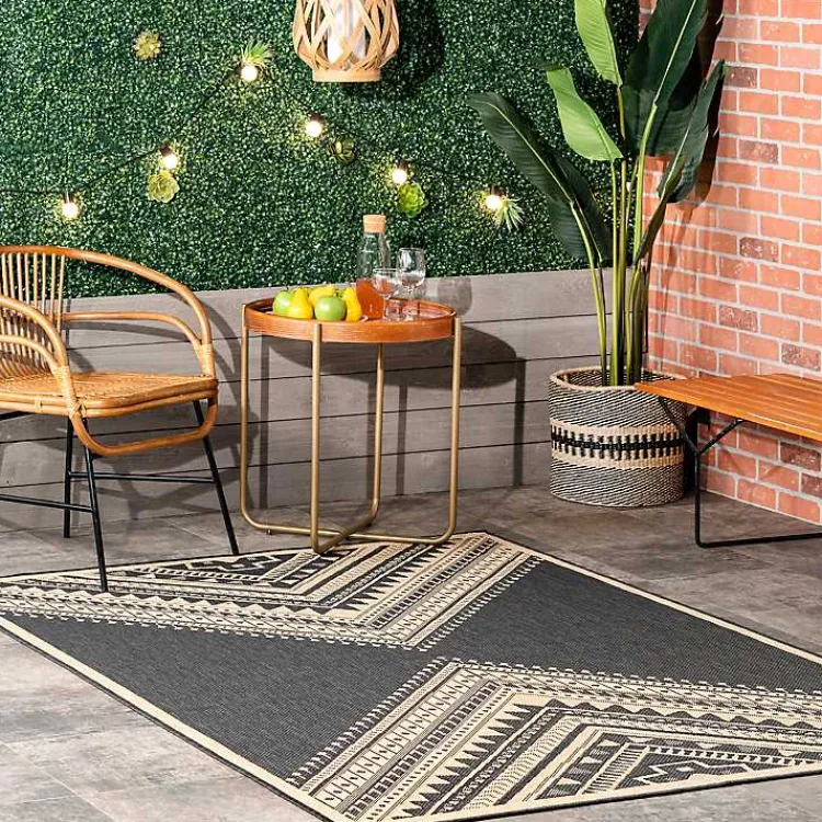 Kirklands Home Landy Dark Gray Aztec Outdoor Rug, 8x10 Online