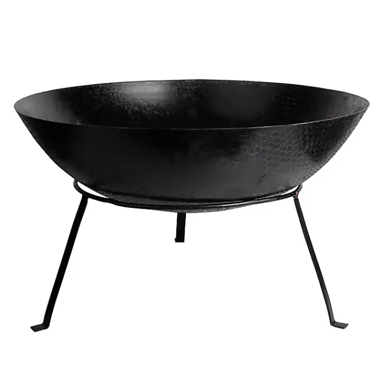 Kirklands Home Large Metal Fire Bowl with Tapered Legs Black Hot
