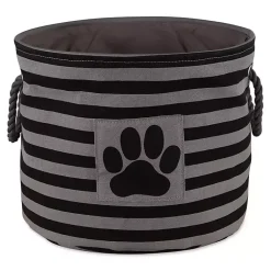 Baskets & Boxes>Kirklands Home Large Black Paw Patch Stripe Round Pet Basket