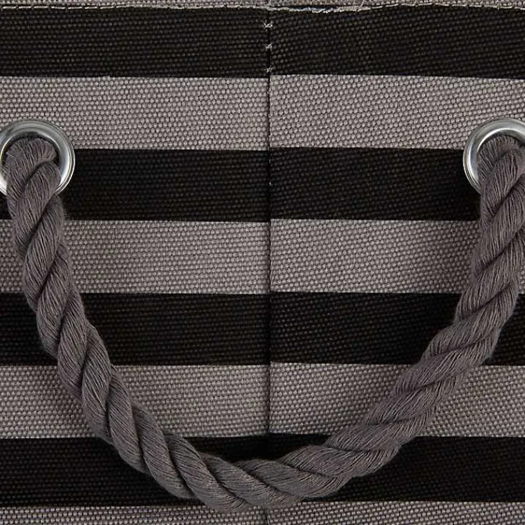 Baskets & Boxes>Kirklands Home Large Black Paw Print Striped Pet Basket