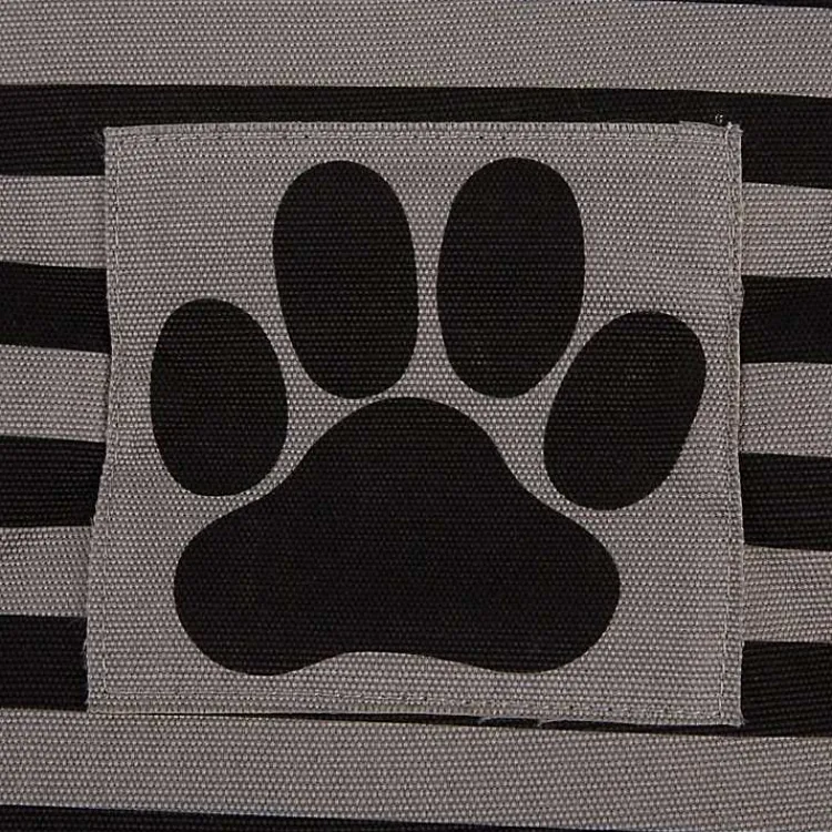 Baskets & Boxes>Kirklands Home Large Black Paw Print Striped Pet Basket