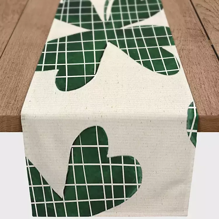 St Patricks Day Decorations>Kirklands Home Large Plaid Clover Table Runner, 90 in.