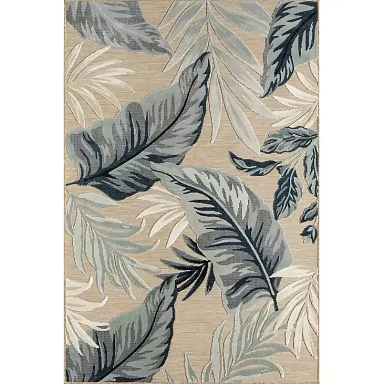 Kirklands Home Large Print Tropical Leaf Outdoor Area Rug, 5x7 Hot