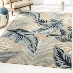 Kirklands Home Large Print Tropical Leaf Outdoor Area Rug, 5x7 Hot