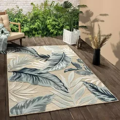 Kirklands Home Large Print Tropical Leaf Outdoor Area Rug, 7x9 Online