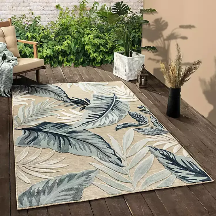 Kirklands Home Large Print Tropical Leaf Outdoor Area Rug, 7x9 Online