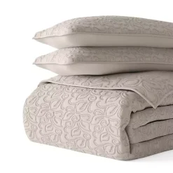 Kirklands Home Latte Floral Stitch 3-pc. King Quilt Set Tan Best
