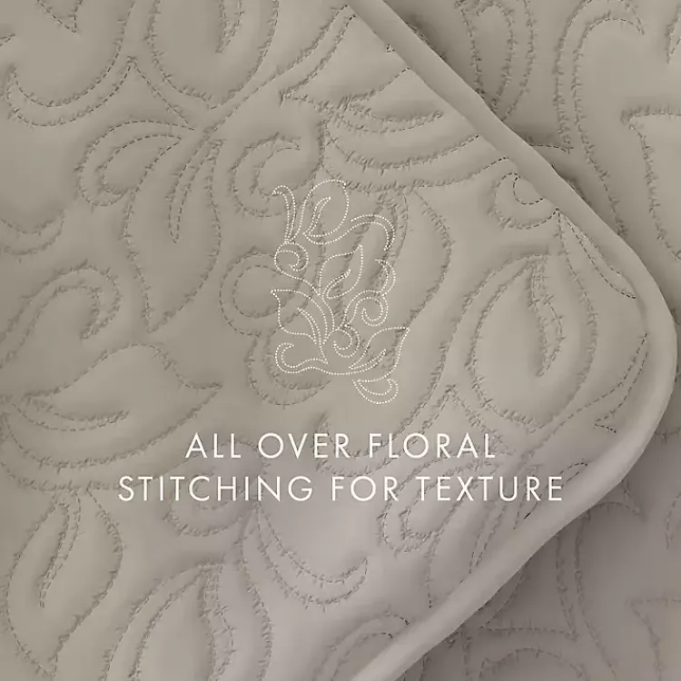 Kirklands Home Latte Floral Stitch 3-pc. King Quilt Set Tan Best