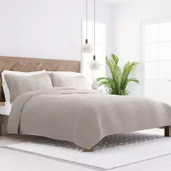 Kirklands Home Latte Floral Stitch 2-pc. Twin Quilt Set Tan Sale