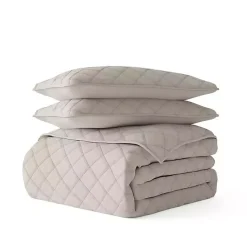 Kirklands Home Latte Stitched Diamond 3-pc. King Quilt Set Tan Outlet