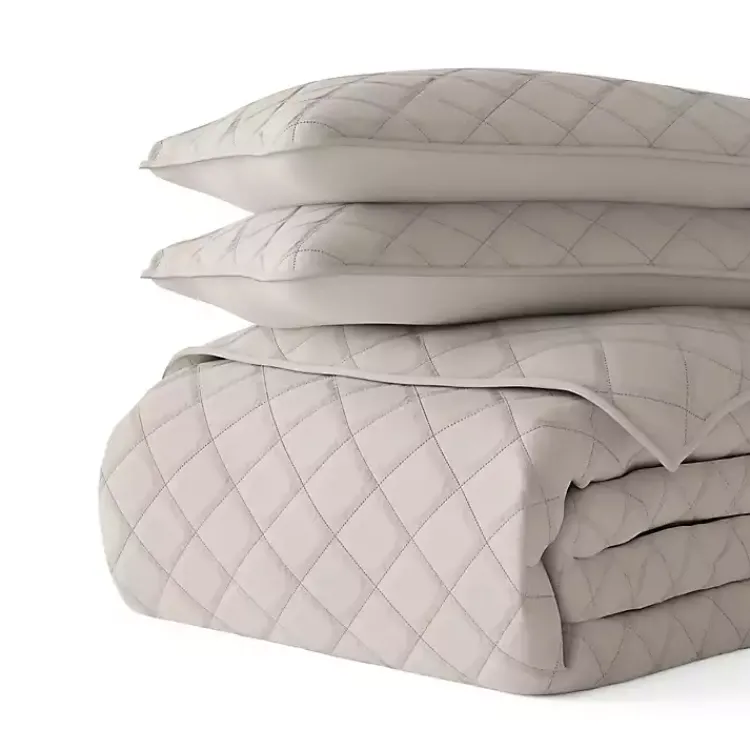 Kirklands Home Latte Stitched Diamond 3-pc. King Quilt Set Tan Outlet