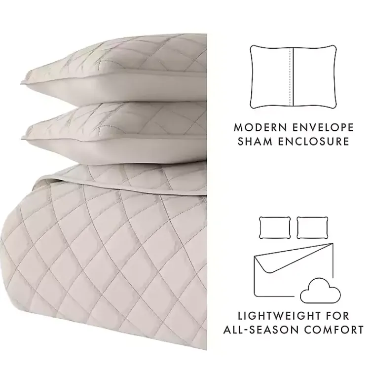 Kirklands Home Latte Stitched Diamond 3-pc. King Quilt Set Tan Outlet