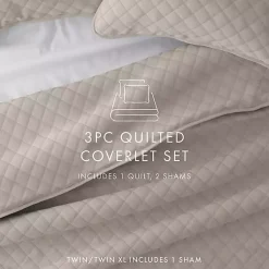 Kirklands Home Latte Stitched Diamond 3-pc. King Quilt Set Tan Outlet