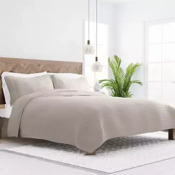 Kirklands Home Latte Stitched Stripes 3-pc. Queen Quilt Set Tan Sale