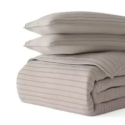 Kirklands Home Latte Stitched Stripes 3-pc. Queen Quilt Set Tan Sale