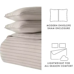 Kirklands Home Latte Stitched Stripes 3-pc. Queen Quilt Set Tan Sale
