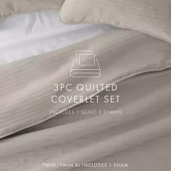 Kirklands Home Latte Stitched Stripes 3-pc. King Quilt Set Tan Hot