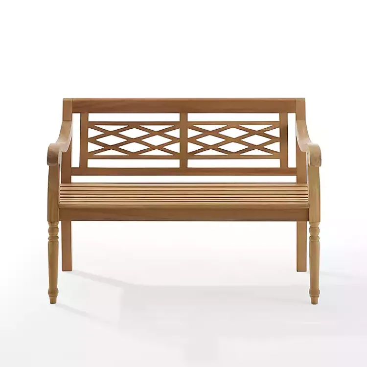 Kirklands Home Lattice Teakwood Slatted Outdoor Bench Tan Best