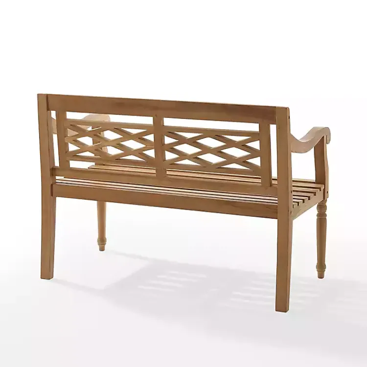 Kirklands Home Lattice Teakwood Slatted Outdoor Bench Tan Best