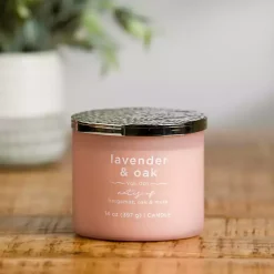 Candles>Kirklands Home Lavender & Oak 3-Wick Jar Candle Purple