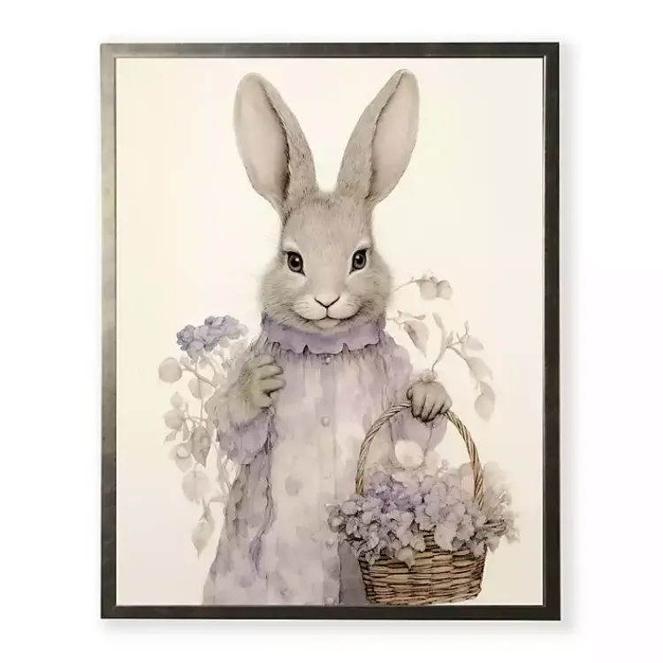 Easter Decorations>Kirklands Home Lavender Easter Bunny Framed Art Print