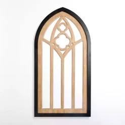 Kirklands Home Leah Black and Natural Wood Arched Wall Plaque Clearance