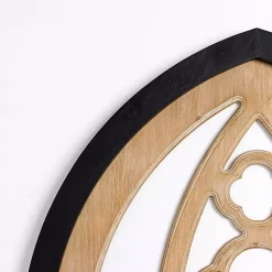 Kirklands Home Leah Black and Natural Wood Arched Wall Plaque Clearance