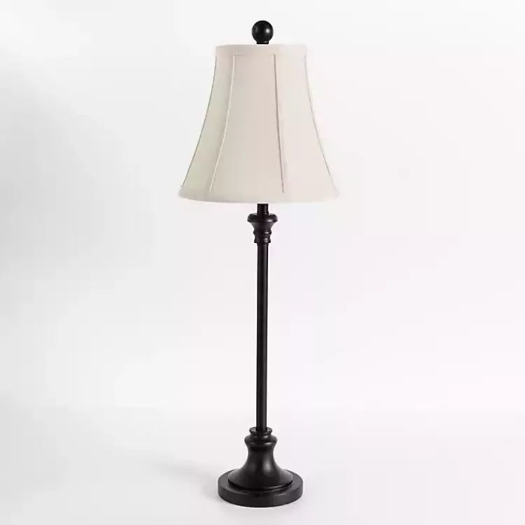 Kirklands Home Leah Black Candlestick Buffet Lamp White