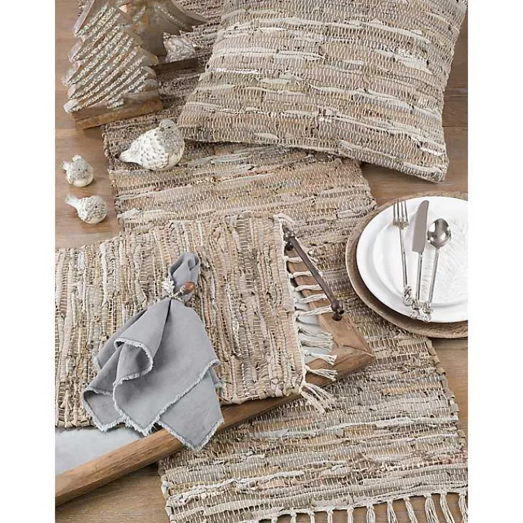 Kirklands Home Leather and Cotton Chindi Placemats, Set of 4 Tan Hot