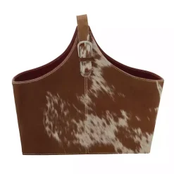 Baskets & Boxes>Kirklands Home Leather Hide Modern Magazine Rack Basket