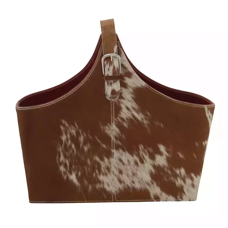 Baskets & Boxes>Kirklands Home Leather Hide Modern Magazine Rack Basket