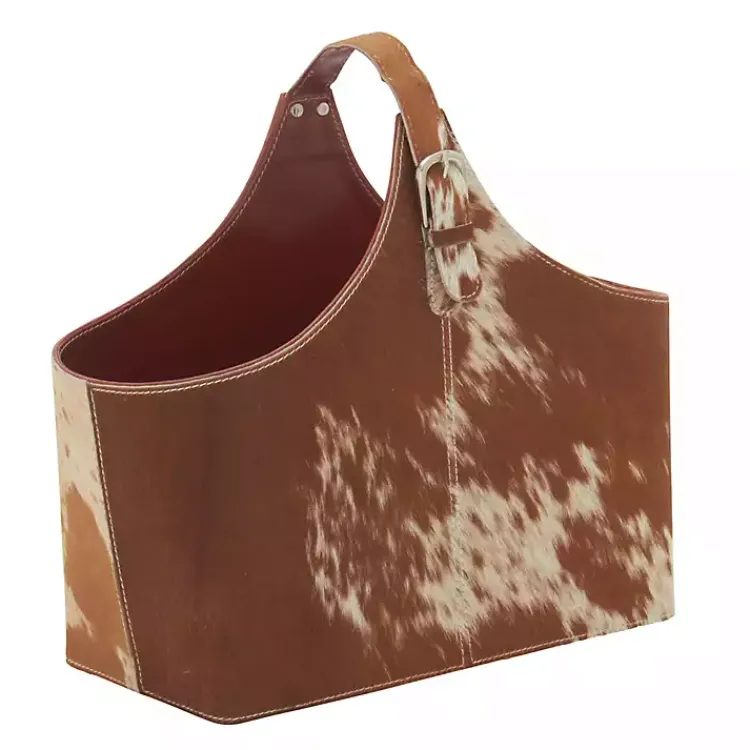 Baskets & Boxes>Kirklands Home Leather Hide Modern Magazine Rack Basket