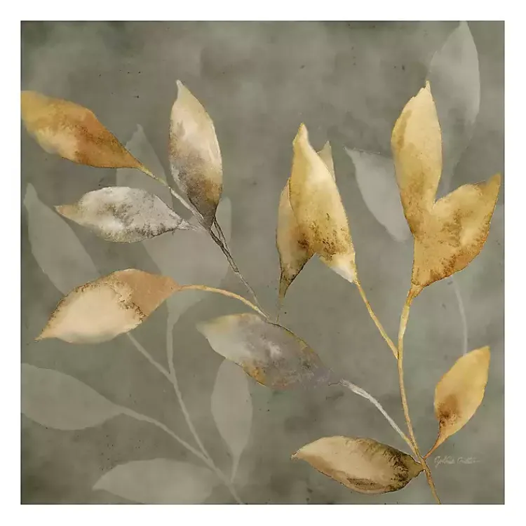 Kirklands Home Leaves on Gray Giclee Canvas Art Print Online