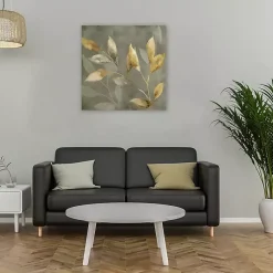 Kirklands Home Leaves on Gray Giclee Canvas Art Print Online