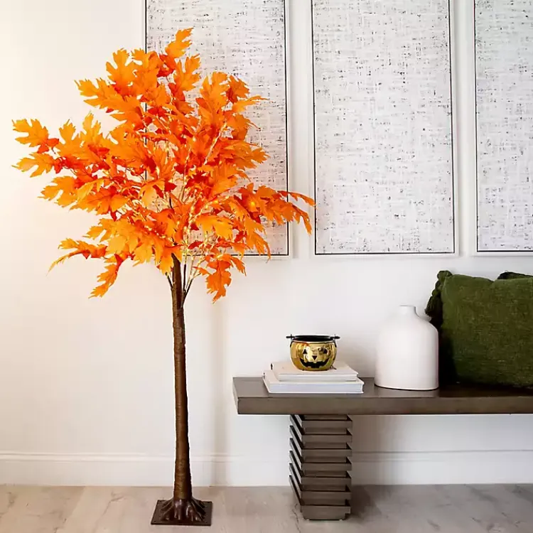 Fall>Kirklands Home LED Autumn Maple Tree, 6 ft. Orange