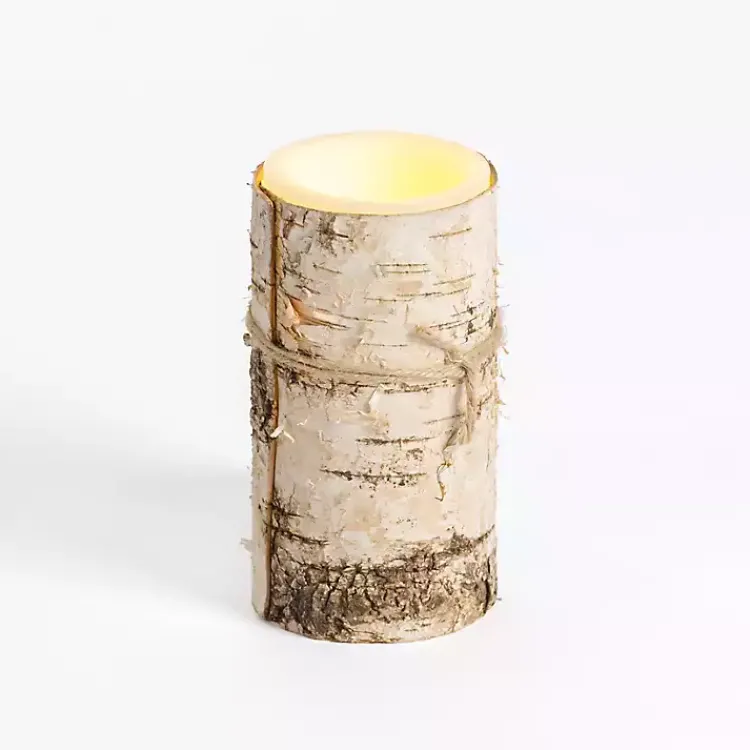 Flameless Candles>Kirklands Home LED Birch Tree Bark Pillar Candle, 3x6 Brown