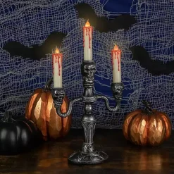 Halloween>Kirklands Home LED Bloody Skull Halloween Candelabra Silver
