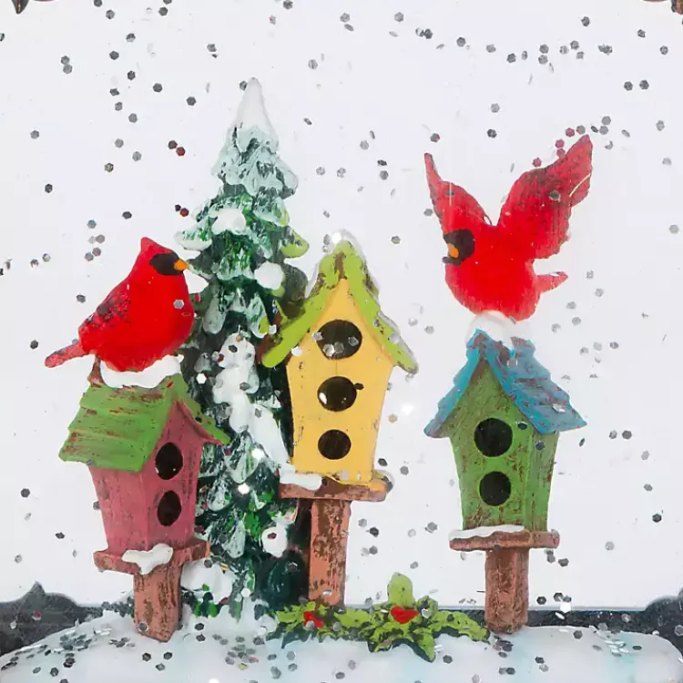 Christmas Decorations>Kirklands Home LED Cardinals on Birdhouse Christmas Water Globe