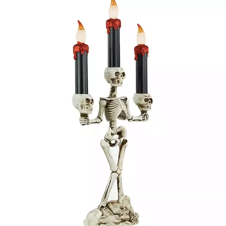 Halloween>Kirklands Home LED Dripping Skeleton Halloween Candelabra